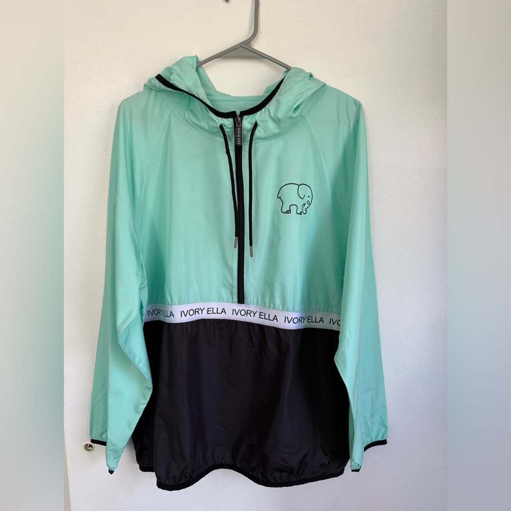 Ivory Ella Mint and Black Hooded Jacket
